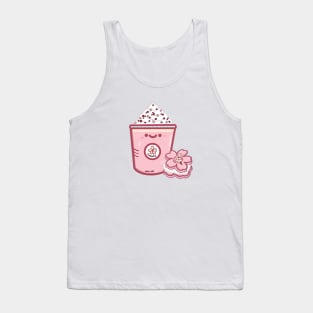 Kawaii Sakura frappuccino drink and macaron design sticker Tank Top